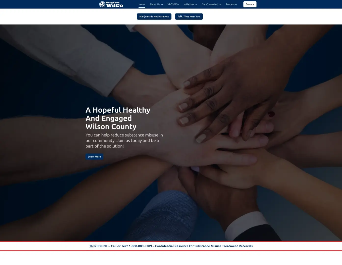 DrugFree Wilco website showing improved performance and clean design